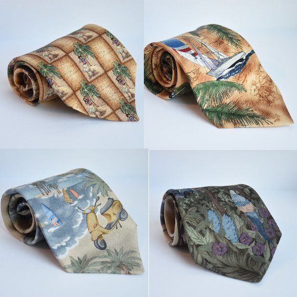Set of 4 100% Silk Tropicalo Ties by Tango - Picture 2 of 10